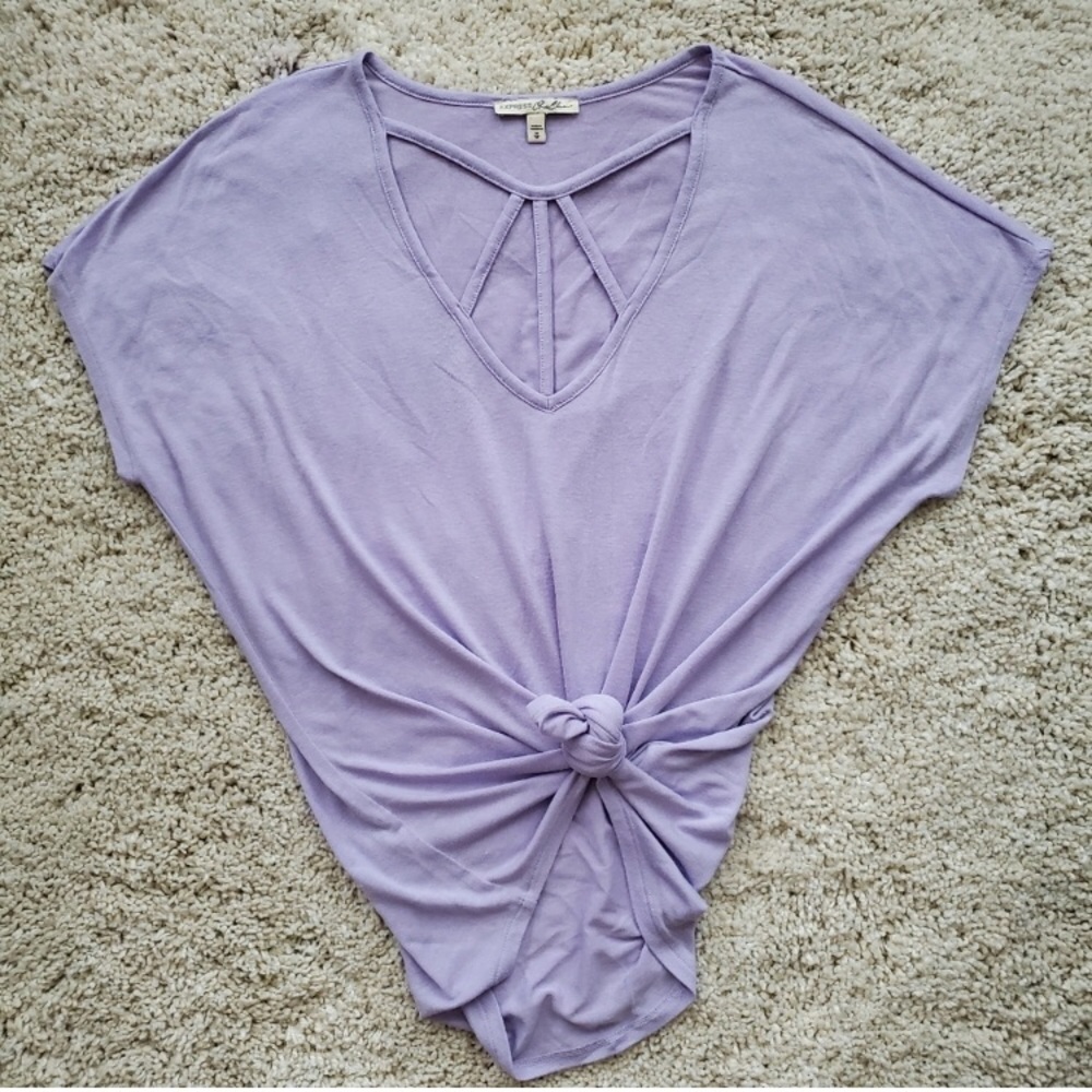 Express Oversized V-Neck London Tee Lavender XXS NWT